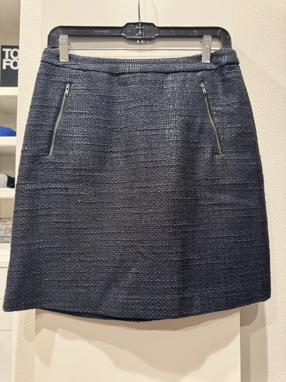 Halogen Navy Blue Tweed A-Line Skirt